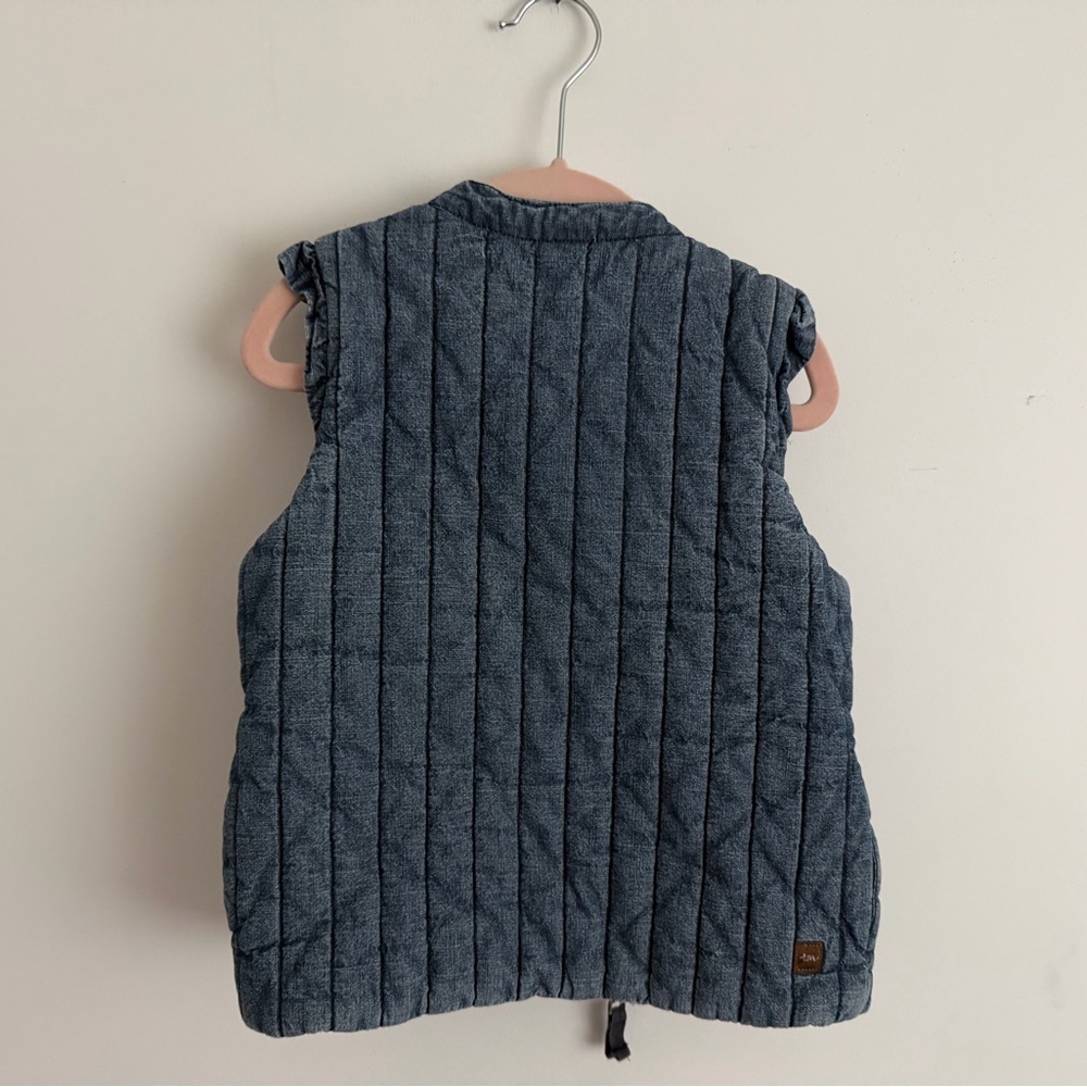 Tea Collection Chambray zipper vest quilted SP 4/5 - Picture 3 of 5